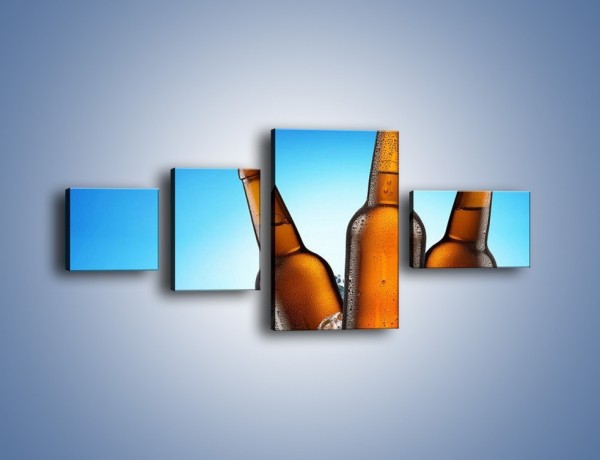 Obraz na płótnie – Szron na butelkach piwa – czteroczęściowy JN075W5