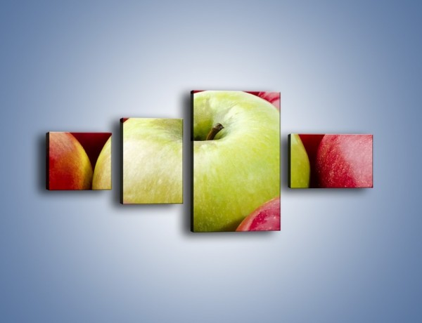 Obraz na płótnie – Zielone wśród czerwonych jabłek – czteroczęściowy JN155W5