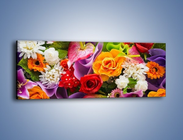 Obraz na płótnie – Kwiaty w kolorze tęczy – jednoczęściowy panoramiczny K462