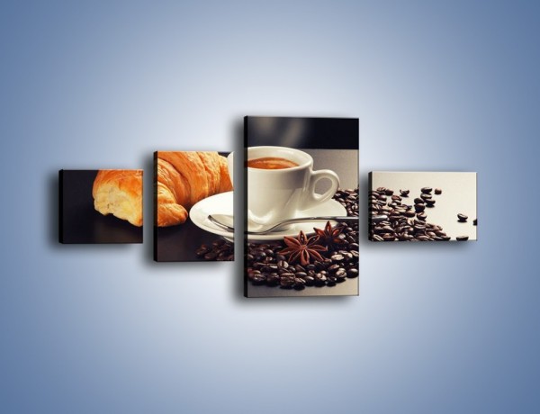 Obraz na płótnie – Rogalik z kawą – czteroczęściowy JN278W5