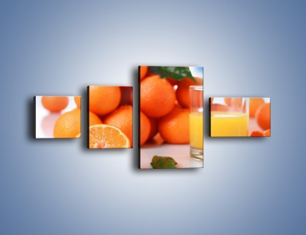 Obraz na płótnie – Szklanka soku pomarańczowego – czteroczęściowy JN301W5