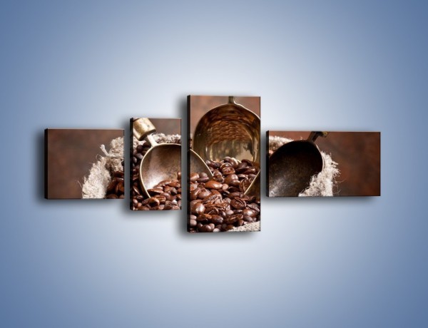 Obraz na płótnie – Wór pełen ziaren kawy – czteroczęściowy JN344W5