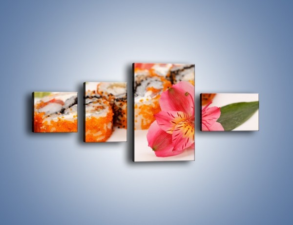 Obraz na płótnie – Sushi z kwiatem – czteroczęściowy JN354W5