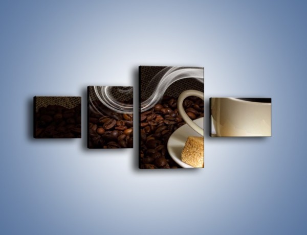 Obraz na płótnie – Kawa z kostkami cukru – czteroczęściowy JN364W5