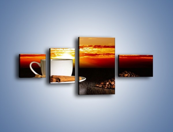 Obraz na płótnie – Kawa przy zachodzie słońca – czteroczęściowy JN366W5
