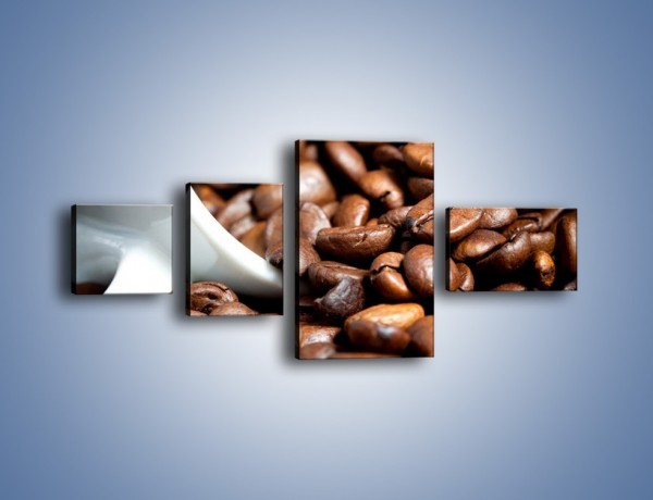 Obraz na płótnie – Ziarna kawy w kubku – czteroczęściowy JN367W5