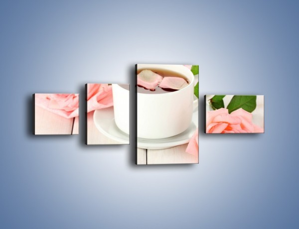 Obraz na płótnie – Herbata wśród róż – czteroczęściowy JN369W5