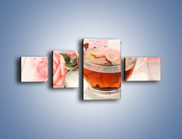 Obraz na płótnie – Herbata z płatkami róż – czteroczęściowy JN370W5