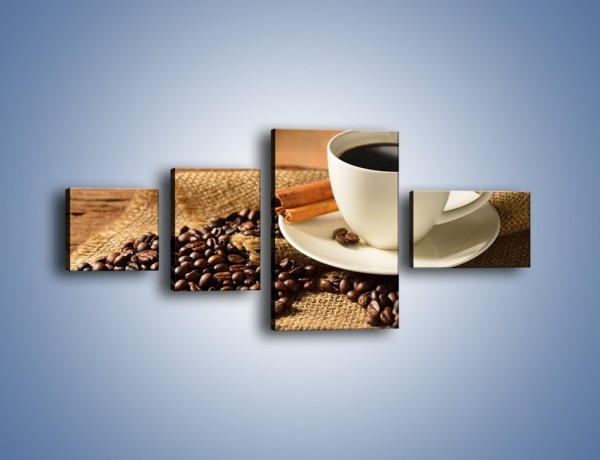 Obraz na płótnie – Kawa w białej filiżance – czteroczęściowy JN406W5
