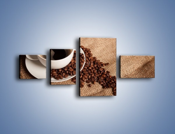 Obraz na płótnie – Kawa na białym spodku – czteroczęściowy JN430W5