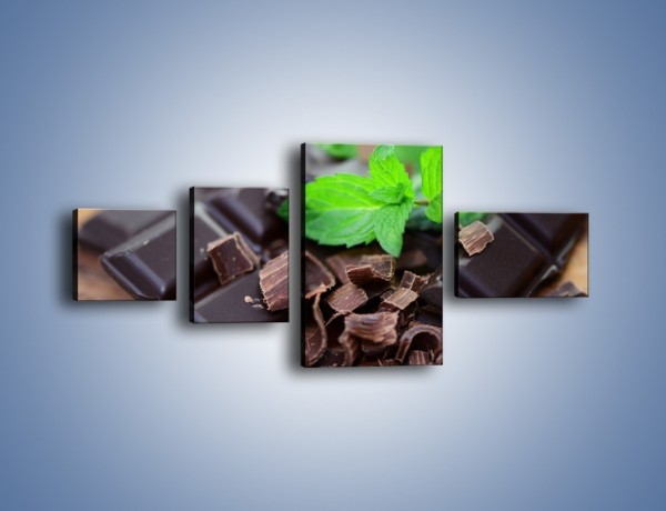 Obraz na płótnie – Połamana czekolada z miętą – czteroczęściowy JN442W5