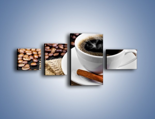 Obraz na płótnie – Kawa z cynamonową laską – czteroczęściowy JN456W5