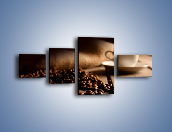 Obraz na płótnie – Ziarna kawy na drewnianym stole – czteroczęściowy JN457W5