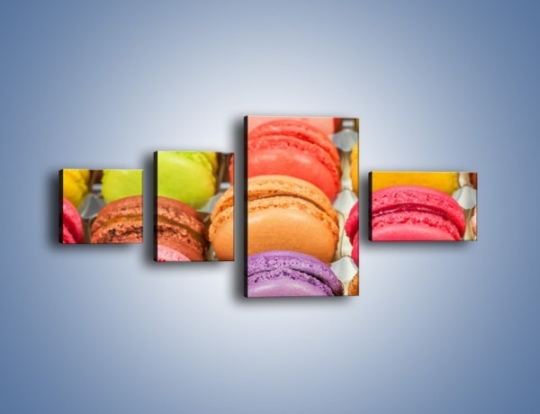 Obraz na płótnie – Słodkie babeczki w kolorach tęczy – czteroczęściowy JN458W5