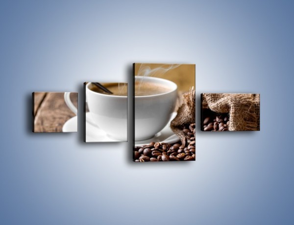 Obraz na płótnie – Filiżanka kawy z małą łyżeczką – czteroczęściowy JN598W5