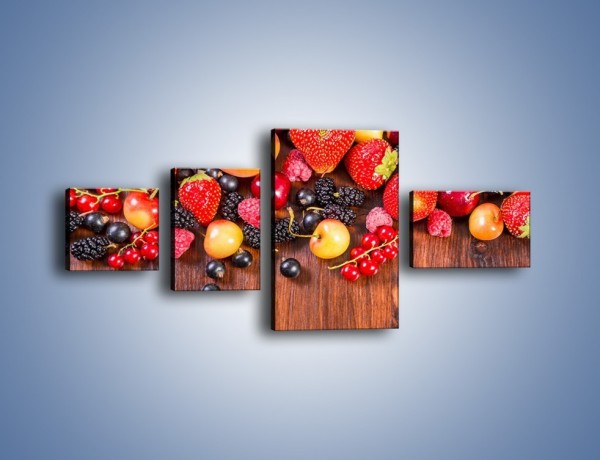 Obraz na płótnie – Stół do polowy wypełniony owocami – czteroczęściowy JN721W5