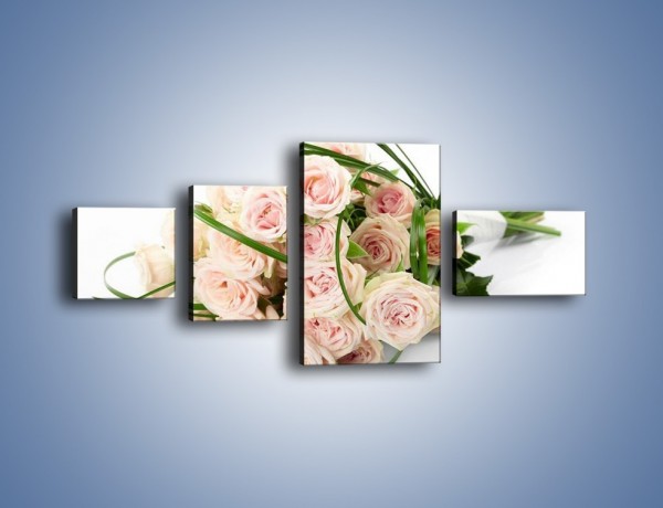 Obraz na płótnie – Wiązanka delikatnie różowych róż – czteroczęściowy K012W5