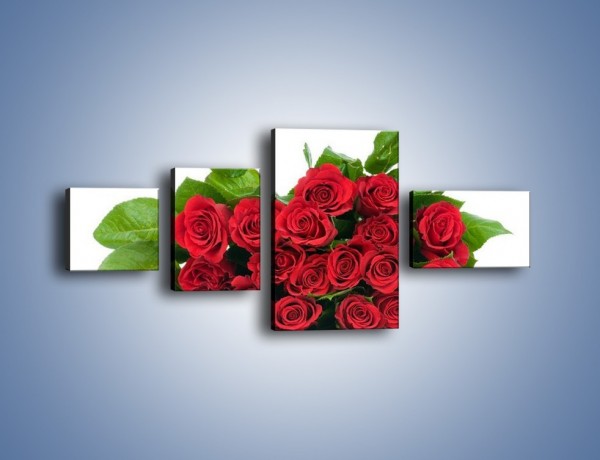 Obraz na płótnie – Idealna wiązanka czerwonych róż – czteroczęściowy K018W5