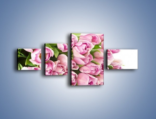 Obraz na płótnie – Ścięte tulipany w bieli – czteroczęściowy K110W5