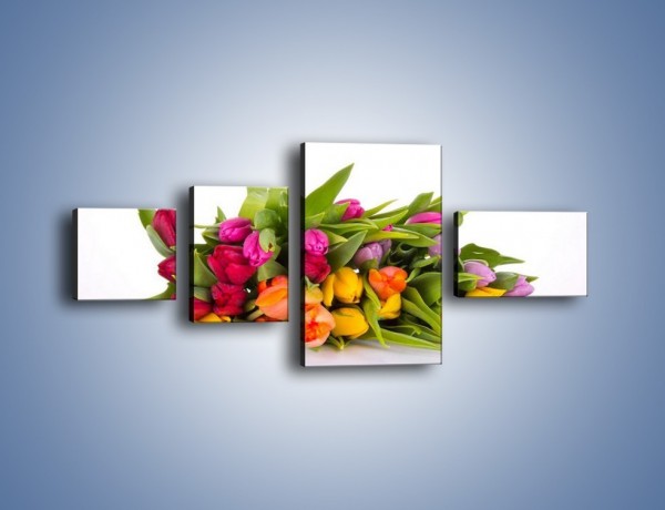 Obraz na płótnie – Kolorowe tulipany pełne luzu – czteroczęściowy K117W5