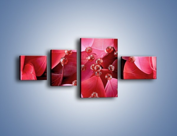 Obraz na płótnie – Koraliki wśród kwiatowych piór – czteroczęściowy K134W5