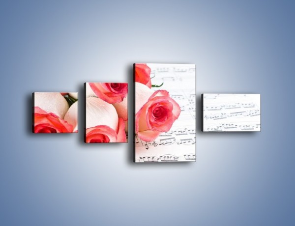 Obraz na płótnie – Najpiękniejsze melodie wśród róż – czteroczęściowy K377W5