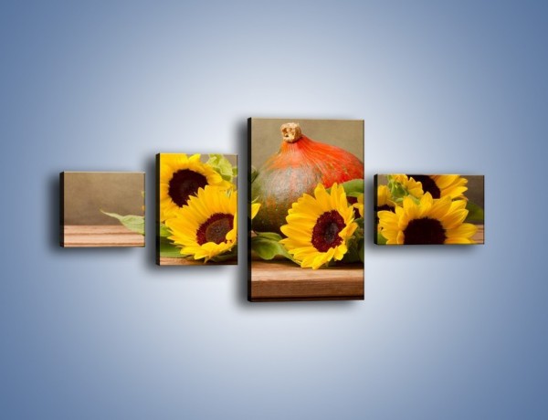 Obraz na płótnie – Słoneczniki w jesiennym klimacie – czteroczęściowy K418W5