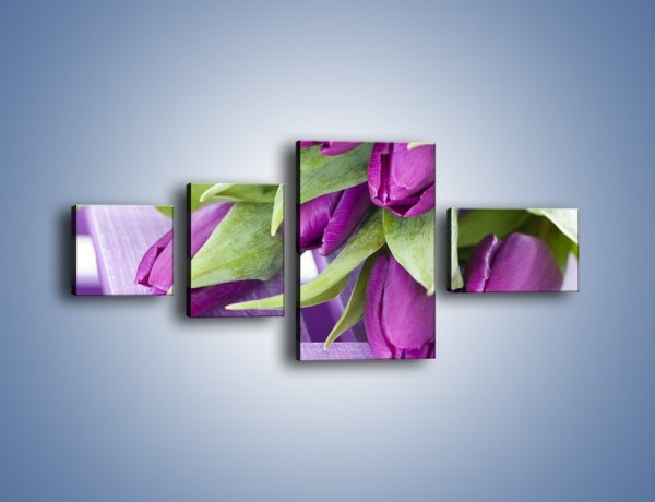 Obraz na płótnie – Tulipany na ogrodowym stole – czteroczęściowy K439W5