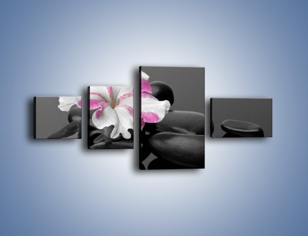 Obraz na płótnie – Czarna tafla z kwiatem – czteroczęściowy K520W5