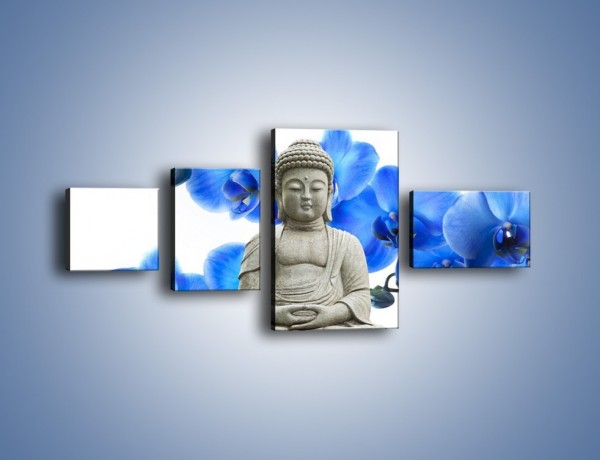 Obraz na płótnie – Niebieskie storczyki lubią buddę – czteroczęściowy K600W5