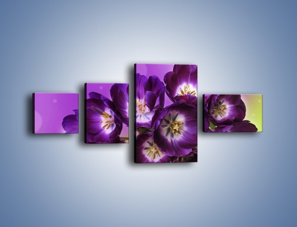 Obraz na płótnie – Fioletowe kwiaty w powietrzu – czteroczęściowy K630W5