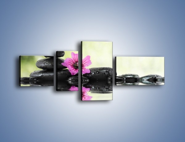 Obraz na płótnie – Odbicie kwiatuszka w wodzie – czteroczęściowy K647W5