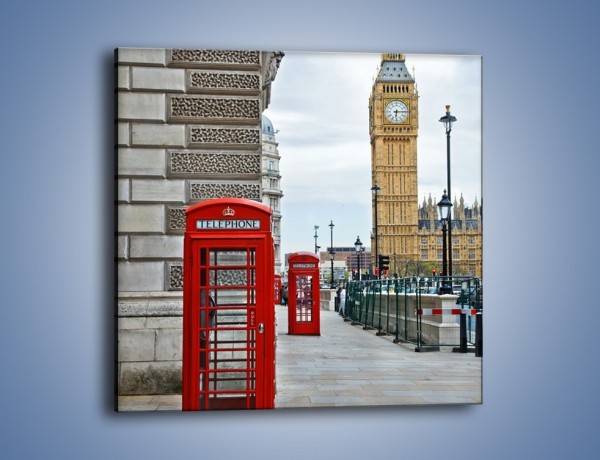 Obraz na płótnie – Czerwone budki telefoniczne na tle Big Bena – jednoczęściowy kwadratowy AM161