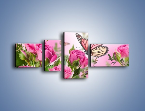 Obraz na płótnie – Motyle różowe jak kwiaty – czteroczęściowy K741W5