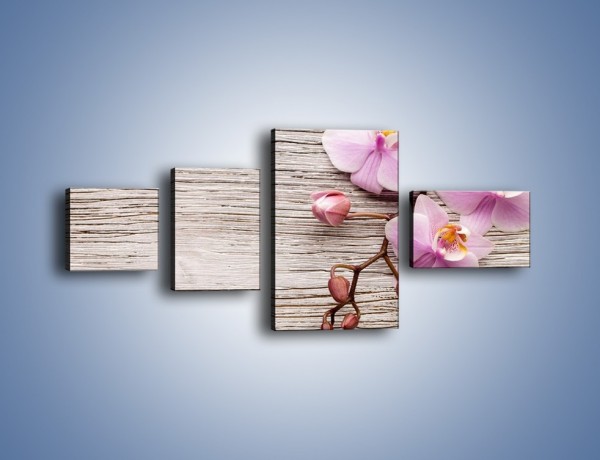 Obraz na płótnie – Kwiaty na drewnianej belce – czteroczęściowy K825W5