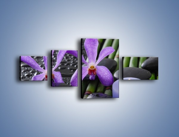 Obraz na płótnie – Mokre fiolety i kwiaty – czteroczęściowy K880W5