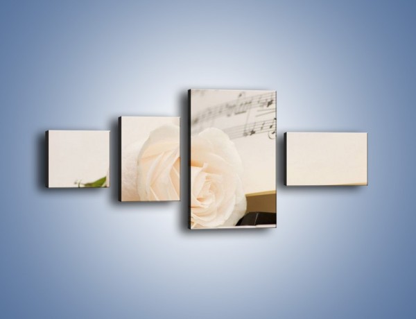 Obraz na płótnie – Fortepian z białą różą – czteroczęściowy K908W5