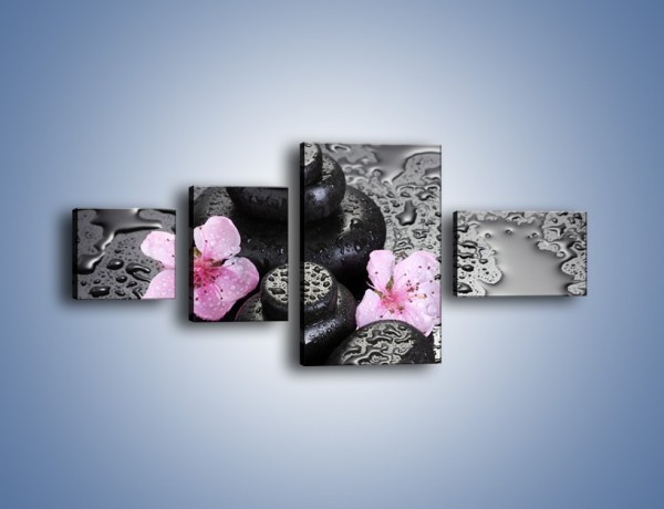 Obraz na płótnie – Kwiaty i deszczowe plamy – czteroczęściowy K971W5