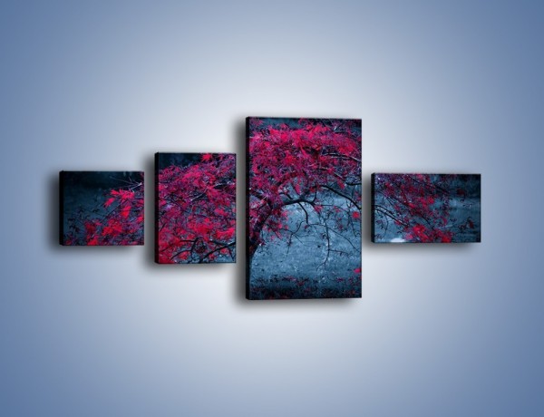 Obraz na płótnie – Czerwone płaczące drzewo – czteroczęściowy KN1101AW5