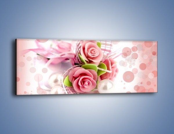Obraz na płótnie – Marcepanowe róże – jednoczęściowy panoramiczny K591