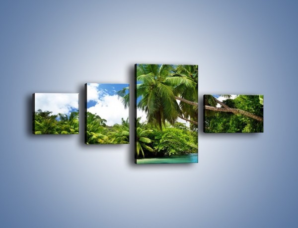 Obraz na płótnie – Rozłożone palmy i woda – czteroczęściowy KN1168AW5