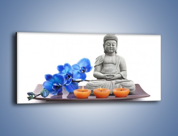 Obraz na płótnie – Budda i kwiat – jednoczęściowy panoramiczny K593