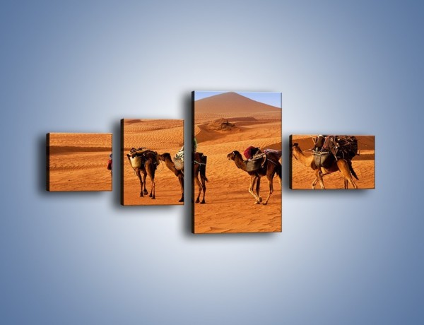 Obraz na płótnie – Idą wielbłądy przez pustynię – czteroczęściowy KN1237AW5