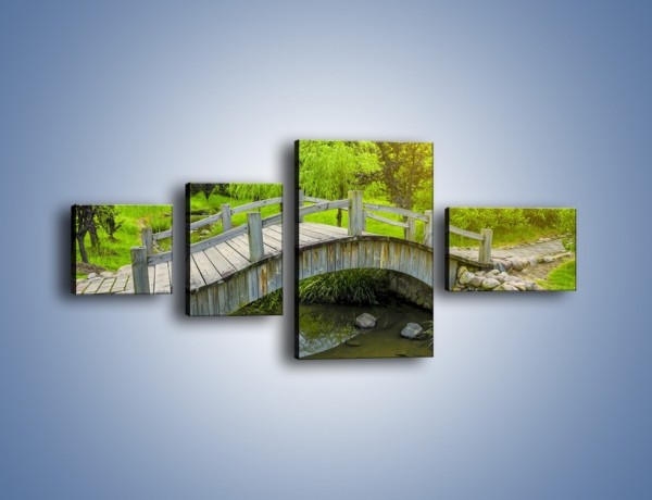 Obraz na płótnie – Mały mostek przez rzeczkę – czteroczęściowy KN1254AW5