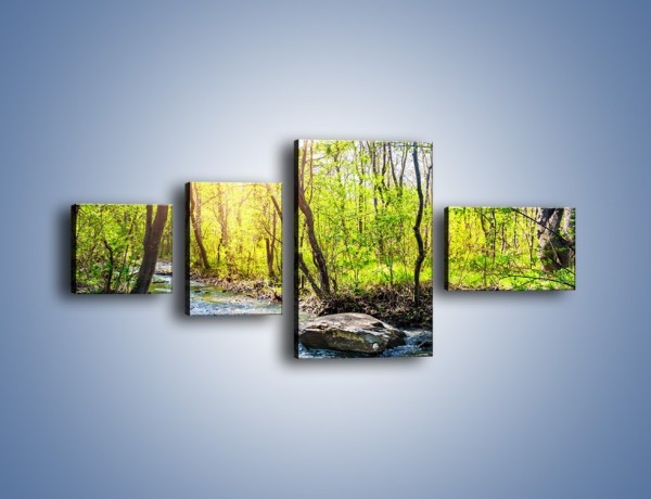 Obraz na płótnie – Opuszczony las wiosną – czteroczęściowy KN1350AW5