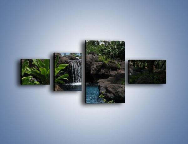 Obraz na płótnie – Wodospad wśród palm – czteroczęściowy KN208W5