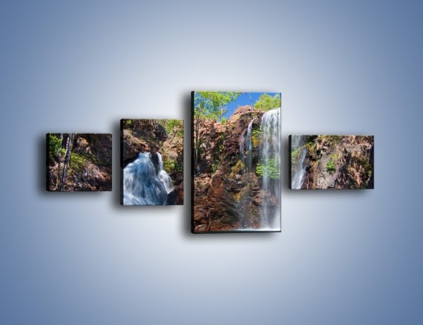 Obraz na płótnie – Wodospad duży i mały – czteroczęściowy KN210W5