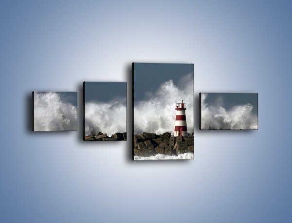 Obraz na płótnie – Latarnia morska w sztormie – czteroczęściowy KN626W5