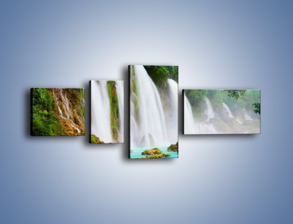 Obraz na płótnie – Wodospad jeden za drugim – czteroczęściowy KN862W5