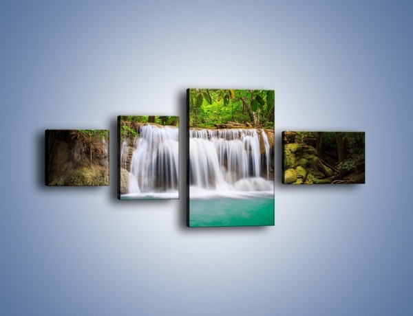 Obraz na płótnie – Piękno leśnego wodospadu – czteroczęściowy KN894W5